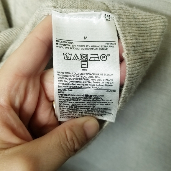 Gap V Neck Sweater Heathered Knit Tan tunic Wool Blend Oversized Size Medium - Picture 12 of 13